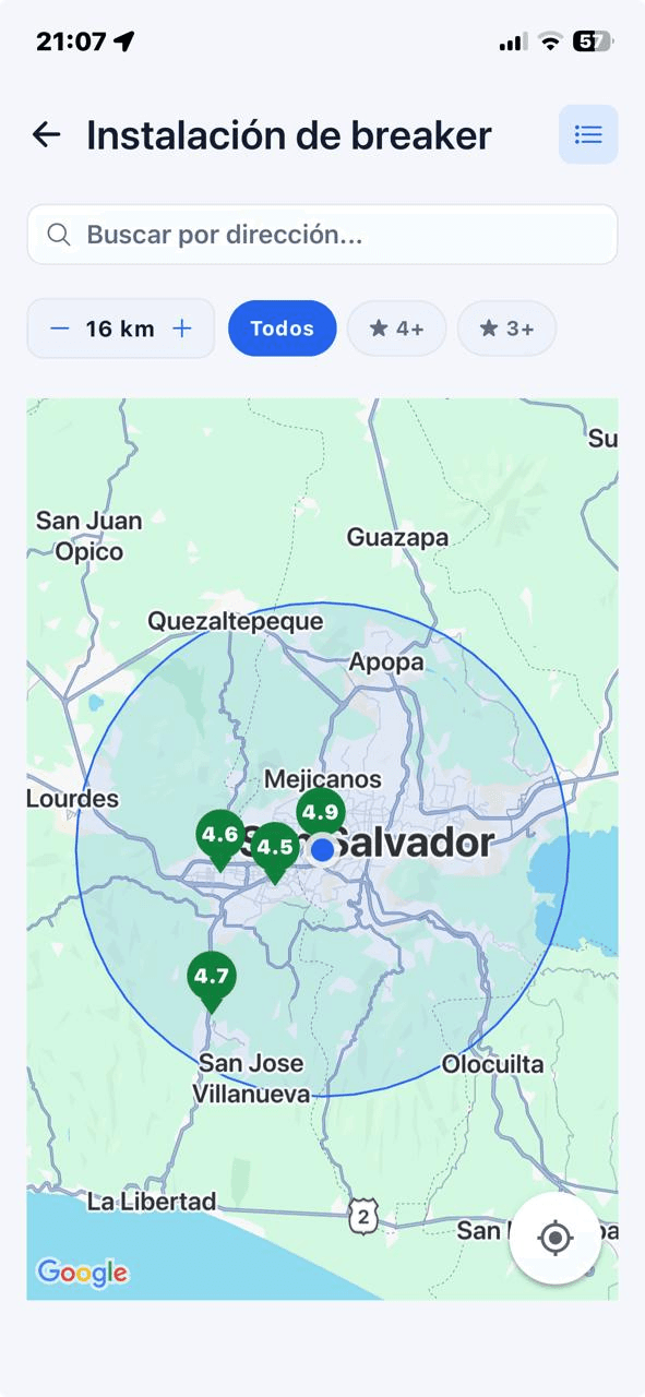 ConsigaYa — mapa de proveedores cerca de ti en El Salvador